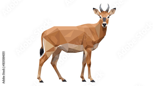 Geometric antelope in low poly art style: wildlife design with polygon patterns