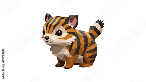 Low poly tiger cub: geometric art of a cute tiger cub with stripes