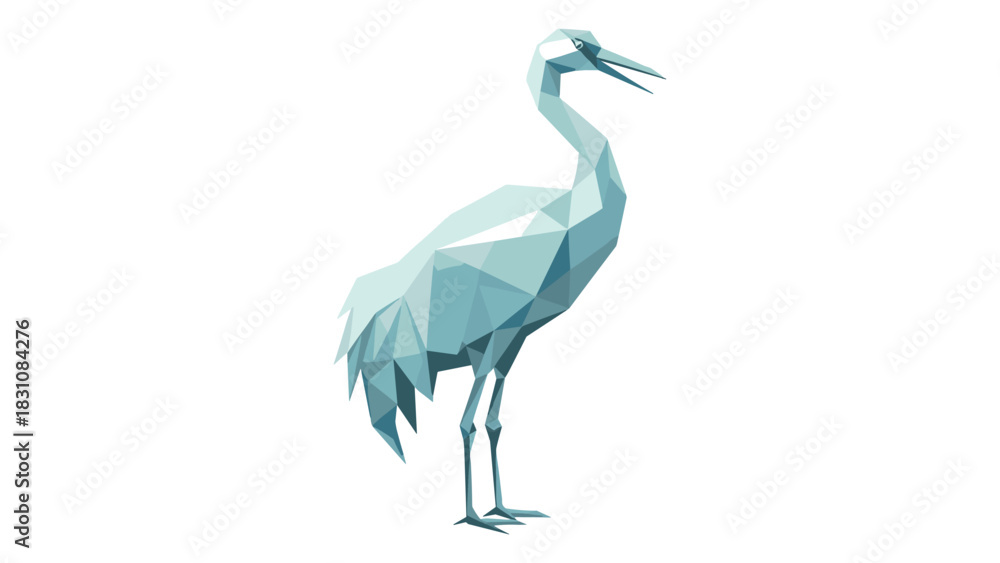 Obraz premium Geometric low poly crane bird art with modern minimalist design