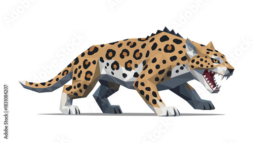 Low poly geometric leopard: fierce wildlife art with modern style