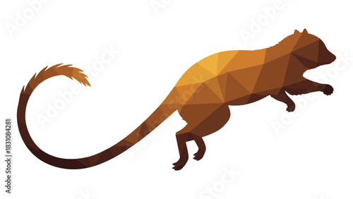 Geometric low poly lemur silhouette on white background