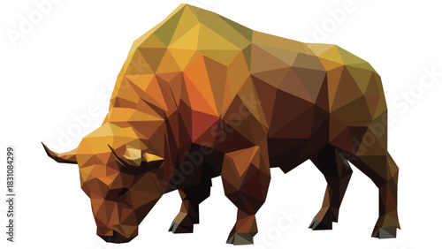 Geometric polygon bull in vibrant low poly art style
