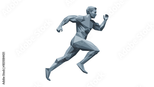 Low poly male runner: dynamic geometric art in motion