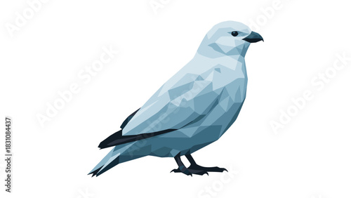 Geometric low poly white bird on minimalist background