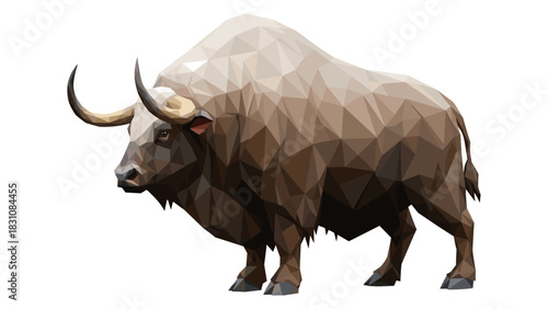 Geometric bull design with polygon style and neutral tones