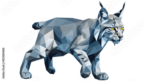 Geometric bobcat with low poly design in modern art style