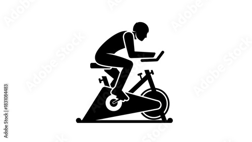 Indoor cycling silhouette for fitness enthusiasts, perfect for gym promotions and health campaigns, showcasing dedication and modern exercise routines
