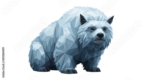 Geometric polygonal illustration of a sitting bear in low poly design