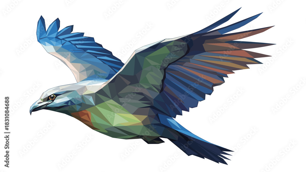 Obraz premium Geometric bird in flight with colorful polygonal design