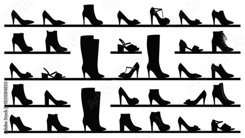 Silhouette of Shoes on Shelves