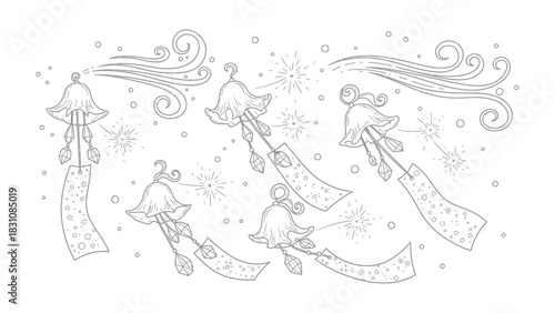 Wind Chimes Whispering Serenity: Delicate wind chimes dance in the breeze, their gentle forms and elegant lines weaving a tapestry of tranquility, carrying the soft whispers of nature's song.