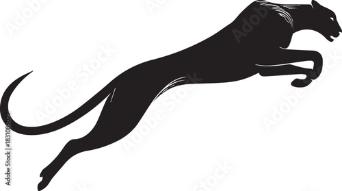 Running Cheetah Silhouette – Fast Leaping Wild Cat Vector Logo