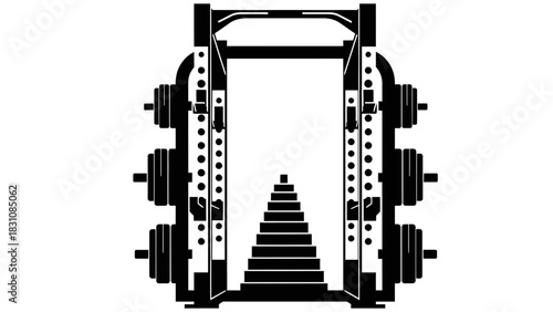 Power rack silhouette for strength training workouts, a symbol of fitness goals, ideal for gym designs, personal training materials and healthy lifestyle projects
