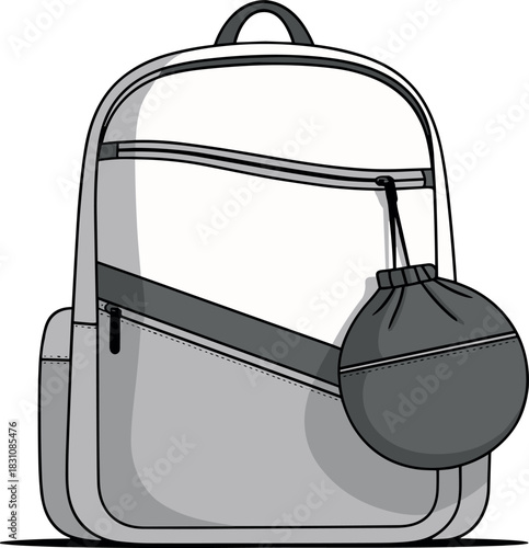 Backpack, vector, illustration, sketch, outline, fashion, gear, durable, ergonomic, structured, silhouette, layout, equipment, design, zipper, protection, accessory, padded, travel, pocket, pouch