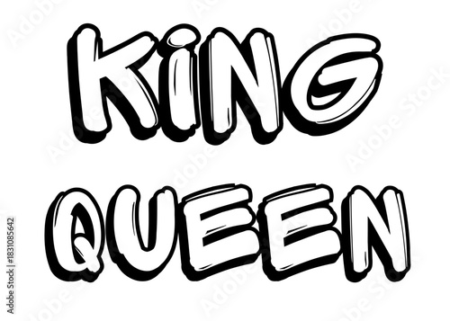 Queen and King graffiti word vector font
Vector font word on a white background