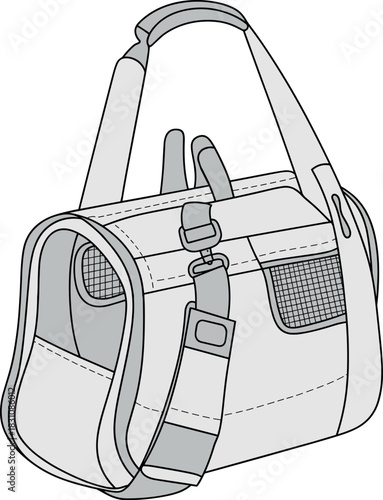 Pet, carrier, bag, vector, illustration, sketch, outline, fashion, gear, durable, ergonomic, structured, silhouette, layout, equipment, design, zipper, protection, accessory, mesh, strap, buckle