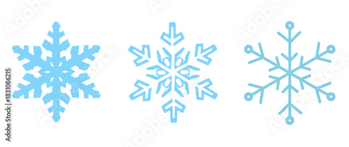 Frozen Winter Snowflake Icon Set in Clean Minimal Style for Seasonal Designs