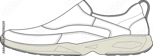 Slip-on, shoe, vector, illustration, sketch, outline, fashion, gear, durable, ergonomic, structured, silhouette, layout, design, comfort, protection, accessory, casual