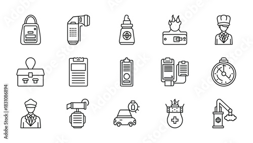 Set of Icons: Minimalistic icons of a varied range of items. A versatile visual resource, offering a clean, contemporary aesthetic that perfectly conveys a wide spectrum of ideas. 
