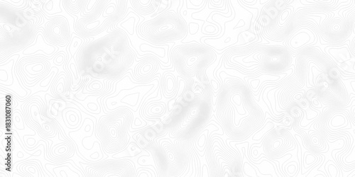Seamless vector topographic map background. Contour elevation topographic and textured Background of geographic grid for hiking and mountain sports. Abstract black and white topographic contours lines