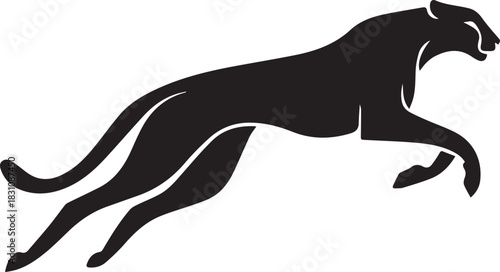 Running Cheetah Silhouette – Fast Leaping Wild Cat Vector Logo