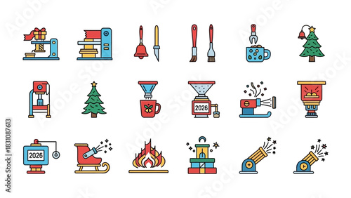Iconic Collection: A delightful ensemble of assorted icons, each artfully crafted, encompassing an array of subjects. A visual journey, blending color and form