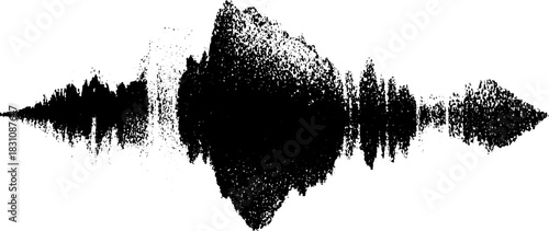 Sound wave graphic in black. Simple vector illustration of audio visualization with contours and texture.