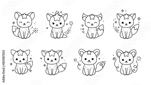 Whimsical Cosmic Animals: A collection of adorable cosmic animal illustrations, perfect for children’s stories, design projects, and educational materials.