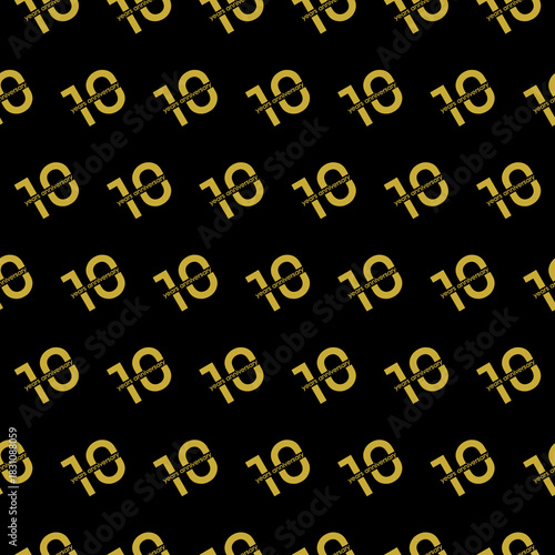 10 years anniversary seamless pattern isolated on black background