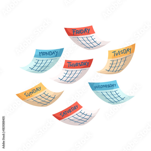 Illustration of Calendar Days of the Week