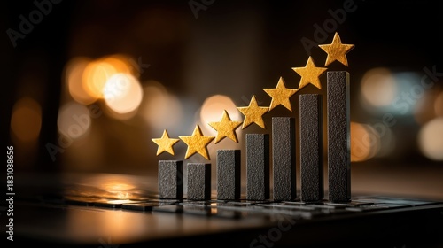 Stunning five star rating chart showing business growth and success, perfect for highlighting exceptional customer experience online