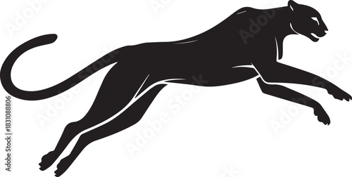 Running Cheetah Silhouette – Fast Leaping Wild Cat Vector Logo