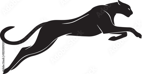 Running Cheetah Silhouette – Fast Leaping Wild Cat Vector Logo