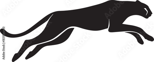 Running Cheetah Silhouette – Fast Leaping Wild Cat Vector Logo