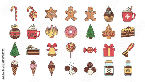 Festive Delights: A collection of delightful Christmas-themed food items that capture the essence of holiday cheer and sweet treats. 