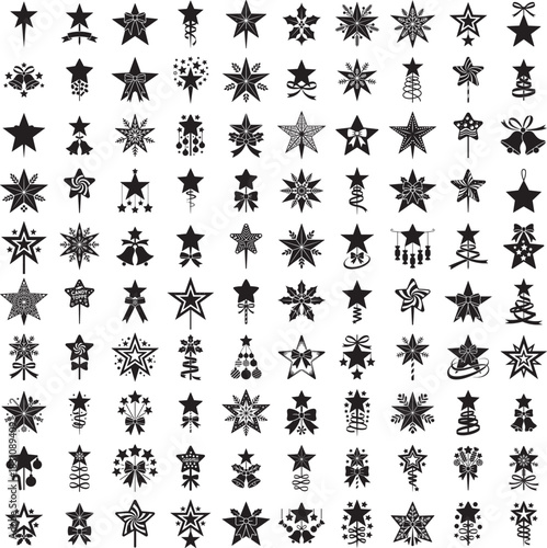 Star topper with layered stars silhouette isolated on white background