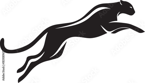 Running Cheetah Silhouette – Fast Leaping Wild Cat Vector Logo
