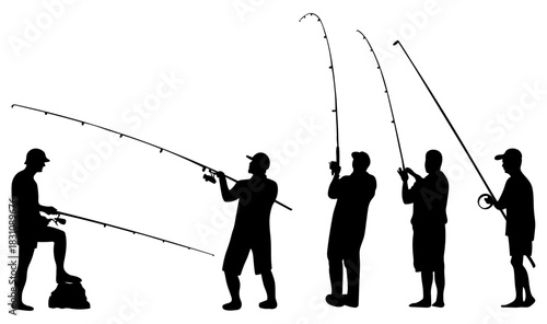 Fishing Silhouette Collection. Fishing Poses & Activities