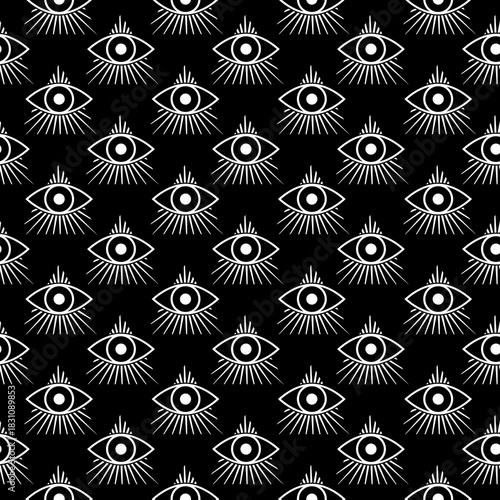 Masons symbol All seeing eye of God seamless pattern isolated on white background