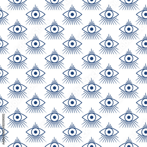 Masons symbol All seeing eye of God seamless pattern isolated on white background