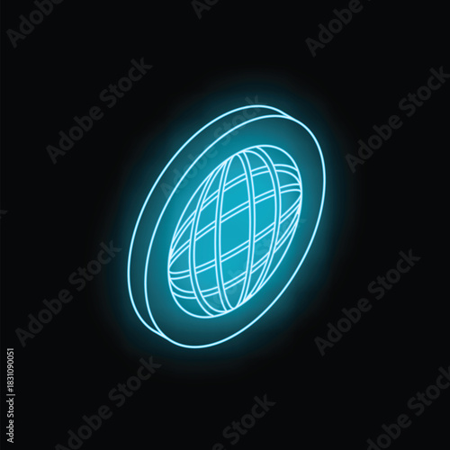 Wallpaper Mural Glowing neon globe grid in a round frame, creating a futuristic technological world concept Torontodigital.ca