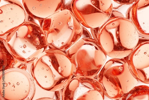 Shiny rose gold glass gems with delicate air bubbles and metallic reflections, crafted for premium branding, jewelry visuals, and luxury abstract marketing materials