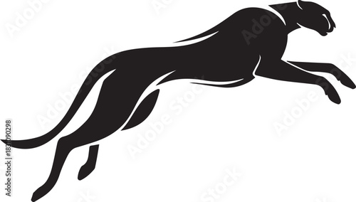 Running Cheetah Silhouette – Fast Leaping Wild Cat Vector Logo