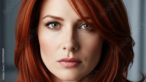 Wallpaper Mural Intense Close Up Portrait of a Beautiful Woman with Fiery Red Hair. Torontodigital.ca