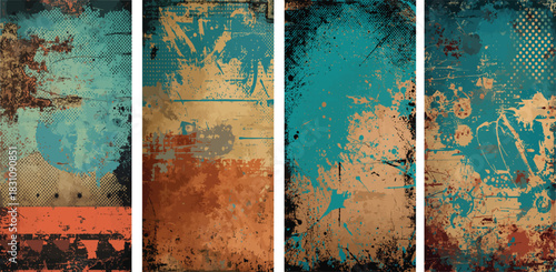 Vintage Tropical Grunge Texture Set