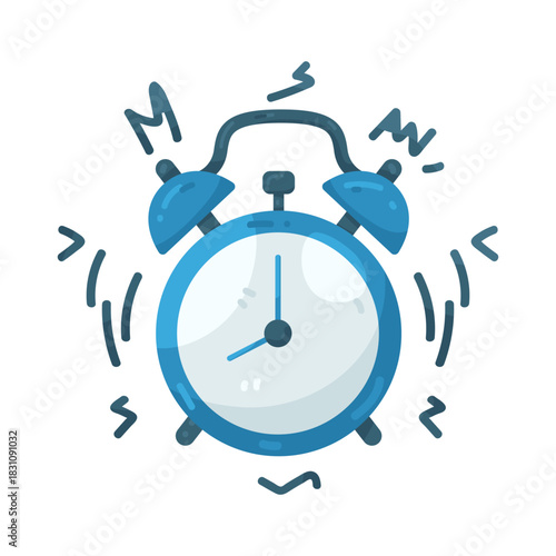 Illustration of Ringing Blue Alarm Clock