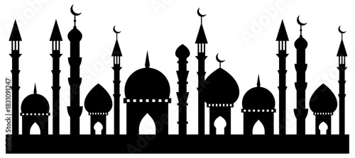 Mosque Silhouette Vector. Islamic Architecture and Cultural Landmark Design