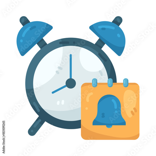 Illustration of Alarm Clock with Calendar Notification  