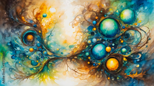 abstract fractal background. watercolor waves. wallpaper.	