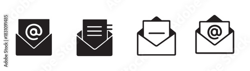 Mail icon set. email icon vector. E-mail icon. Envelope illustration design